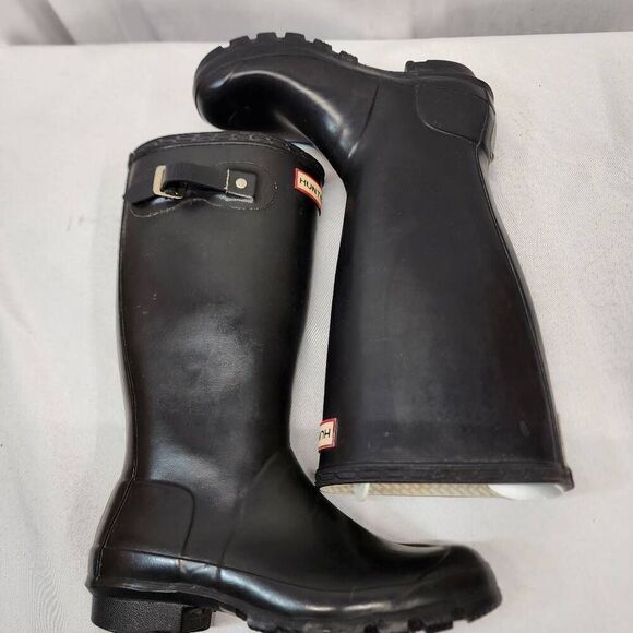 Hunter Black Tall Rubber Rain Boots Size Unisex 5M/6F - Picture 8 of 11